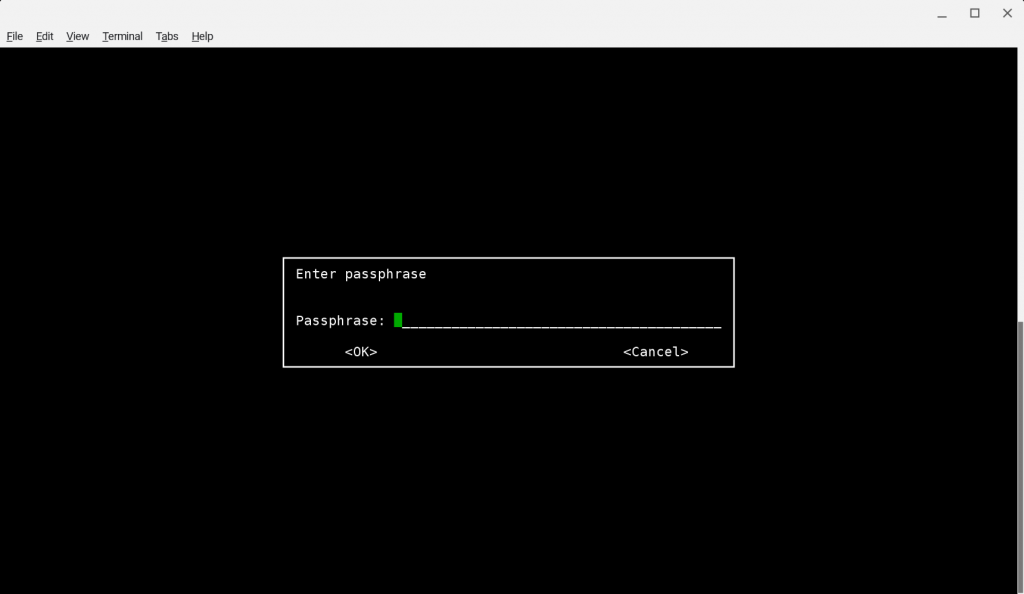GnuPG: Ввод пароля для шифрования файла. Debian 9 